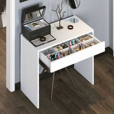 Arya Novella Mode Çekmeceli Beyaz Makyaj Masası/Dresuar/Çalışma Masası Make Up Desk_Kopya(1) - 1